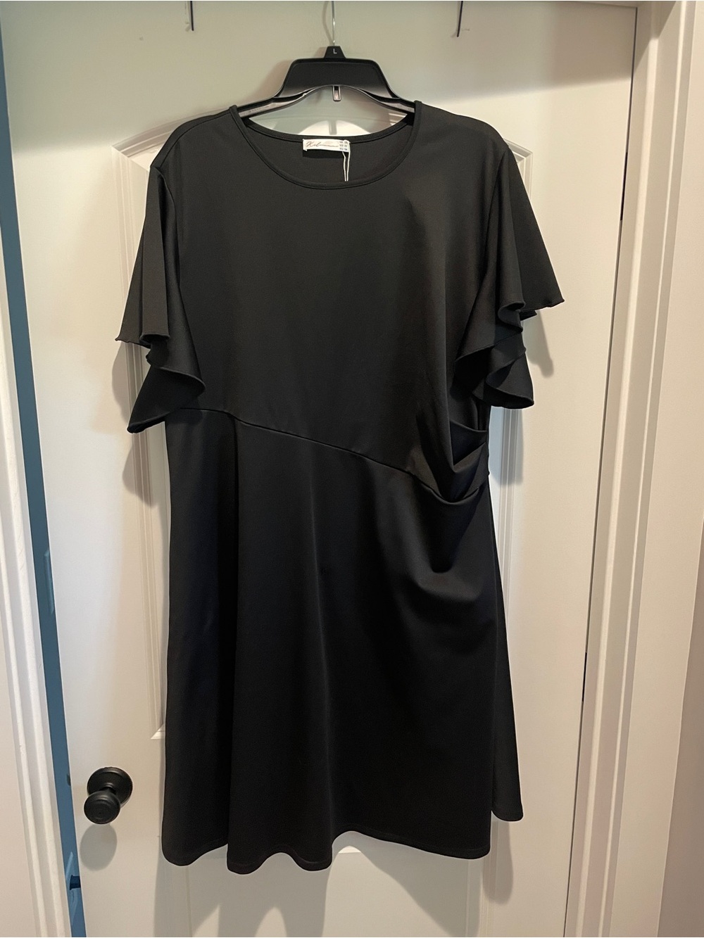 Black Flutter Sleeve A-Line Dress